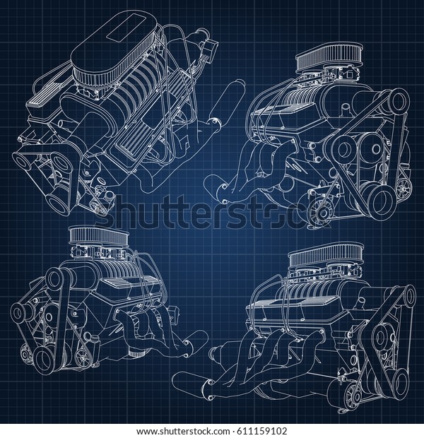 Set Several Types Powerful Car Engine Stock Vector (Royalty Free ...