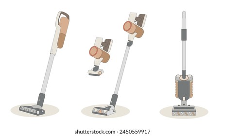 Set of several vacuum cleaners. Stick vacuum cleaners