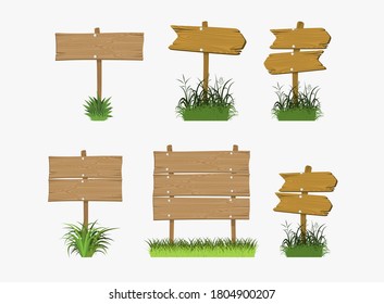 A set of several wooden street signs