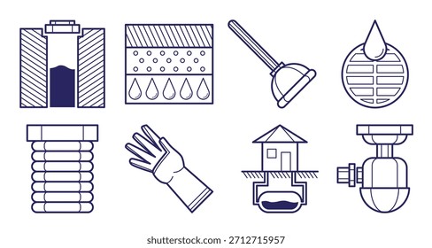 conjunto de ícone de esgoto ilustração vetorial