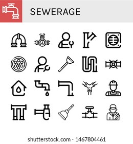 Set of sewerage icons such as Pipe, Plumber, Drain, Drainage, Plunger, Piping, Plumbing, Pipes, Siphon , sewerage