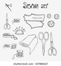 set of sewing accessories, doodle style 5