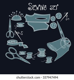 set of sewing accessories, doodle style 12