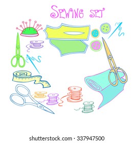 set of sewing accessories, doodle style 7