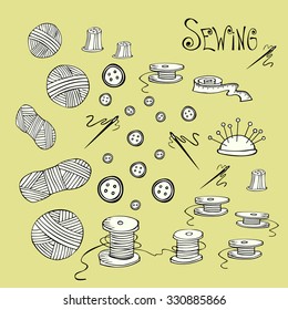 set of sewing accessories, dooldle style