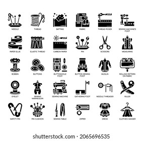 Set of Sewing accessories thin line icons for any web and app project. 