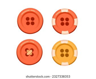 Conjunto de botones de coser para prendas de vestir o elementos de costura accesoria ilustración vectorial aislada en fondo blanco