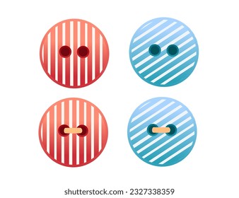 Conjunto de botones de coser para prendas de vestir o elementos de costura accesoria ilustración vectorial aislada en fondo blanco