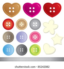 set of sewing buttons on white background