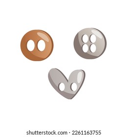 Set of sewing buttons. Wool warm. Tools and equipment for knitwork, handicraft. Handmade needlework, hobby at home. Knitting studio, workshop advertising design. Cartoon vector
