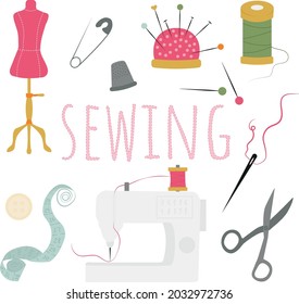 set of sewing elements creation of clothes