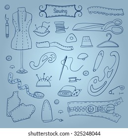 Set of sewing equipment. Vector illustration