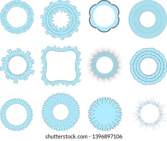 Set of Sewing Frames - Vector Ruffs, Flounces and Folds - Isolated Close Up Needle Work Elements
