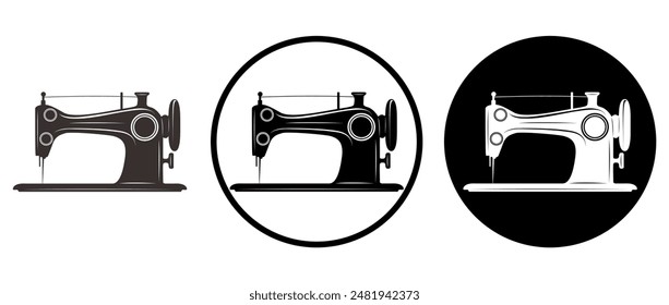 set sewing Handcrafted sewing machine icon logo. tailor shop logo vector illustration