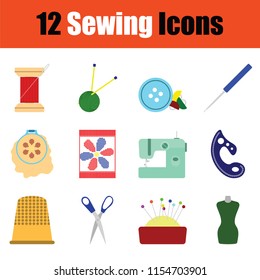 Set of sewing icons. Gradient color design. Vector illustration.