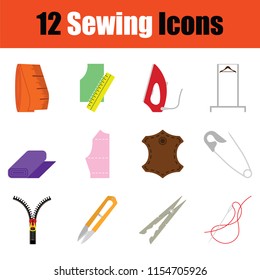 Set of sewing icons. Gradient color design. Vector illustration.