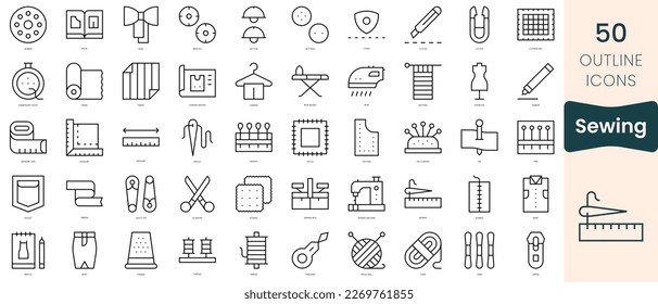 Set of sewing icons. Thin linear style icons Pack. Vector Illustration