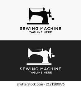 Set Sewing machine logo. Textile logo. Custom vector logo template.