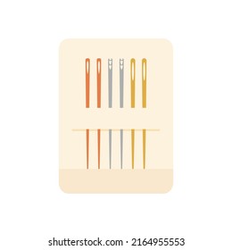 set of sewing needles in paper packaging isolated on white background, vector illustration in flat style