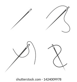 Set of sewing needles vector illustration, isolated on white background.