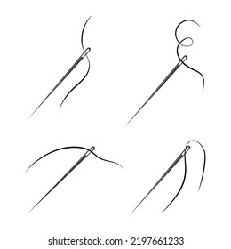 Set of sewing needles vector illustration, isolated on white background.
