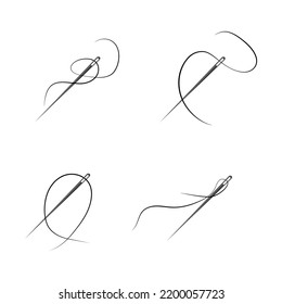 Set of sewing needles vector illustration, isolated on white background.