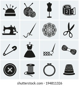 Set Sewing Needlework Icons Collection Design Stock Vector (Royalty ...