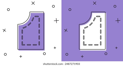 Set Sewing pattern icon isolated on white and purple background. Markings for sewing.  Vector