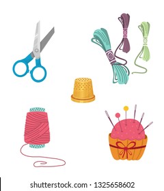 set of sewing supplies, vector
