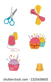 set of sewing supplies, vector