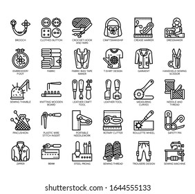 Set of sewing thin line and pixel perfect icons for any web and app project. 