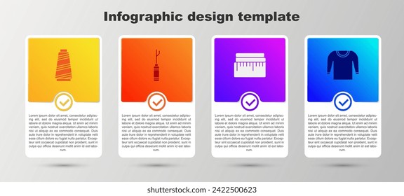 Set Sewing thread, Awl tool, Tape measure and Sweater. Business infographic template. Vector