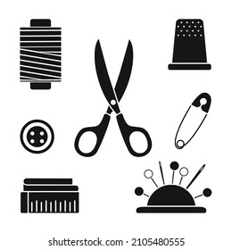 Set Sewing Tools Isolated On White Stock Vector (Royalty Free ...