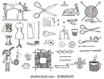 Tailors Tools Scissors Measuring Tape Thimble Stock Vector (Royalty ...