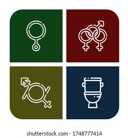 Juego de íconos sexuales. Como tercer género, bisexual, fluido de género, inodoro, íconos sexuales