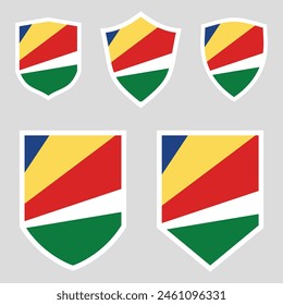 Set of Seychelles Flag in Shield Shape