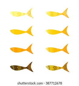 Set of shabby fishes isolated on white background. Logo template, design element