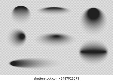 Set of shadow effects. Horizontal and oval dividing lines, shadows with soft edges. Vector illustration.