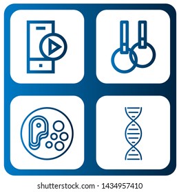 Set of shadow icons such as Play button, Rings, Steak, Dna , shadow