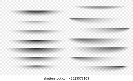 A set of shadows on a transparent background