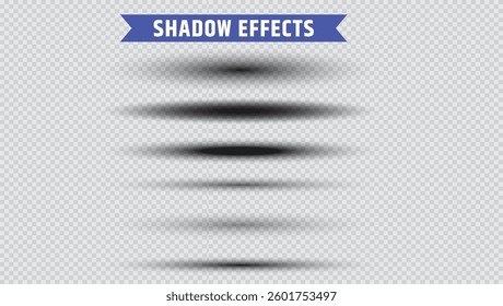A set of shadows on a transparent background
