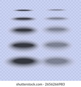  Set of shadows on transparent background. Shadows for Web design, UI,UX, Presentations and infographics, 3D,  Photo collages and mockups. 
