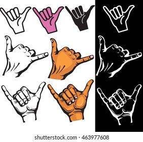 Set Of Shaka Hand Sign