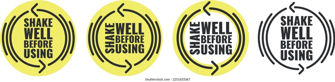 Set of Shake well before using icon on white background. Stock vector