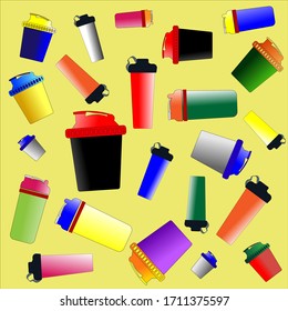a set of shakers for sports nutrition of different colors