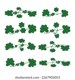 set of Shamrock lucky clover St. patrick’s day trefoil Irish vector.four leaf linear holiday symbol. design element for sticker, logo, icon, t-shirt, banners, prints