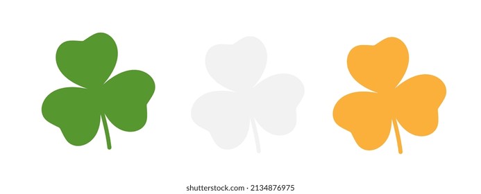 Conjunto de rocas de champú con los colores de la bandera irlandesa. Ilustración verde, blanca y naranja sobre un fondo blanco aislado. Elementos decorativos para el diseño del Día de San Patricio