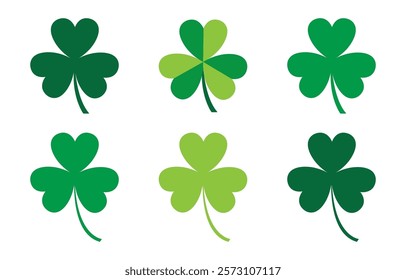 Set of shamrock.Shamrock collection isolated on white background.St Patricks day icon symbol vector graphic illustration.