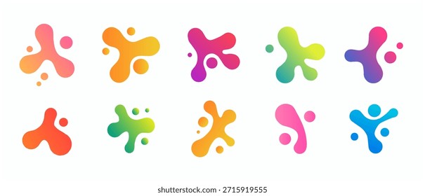 Establece la forma orgánica de la mancha de forma. colección Abstractas de la mancha irregular. Los líquidos forman Elementos deformados.