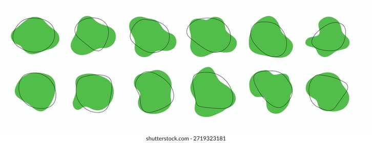Definir a forma orgânica do blob de forma. Blob irregular de coleção abstrata. Elementos deformados de forma líquida.